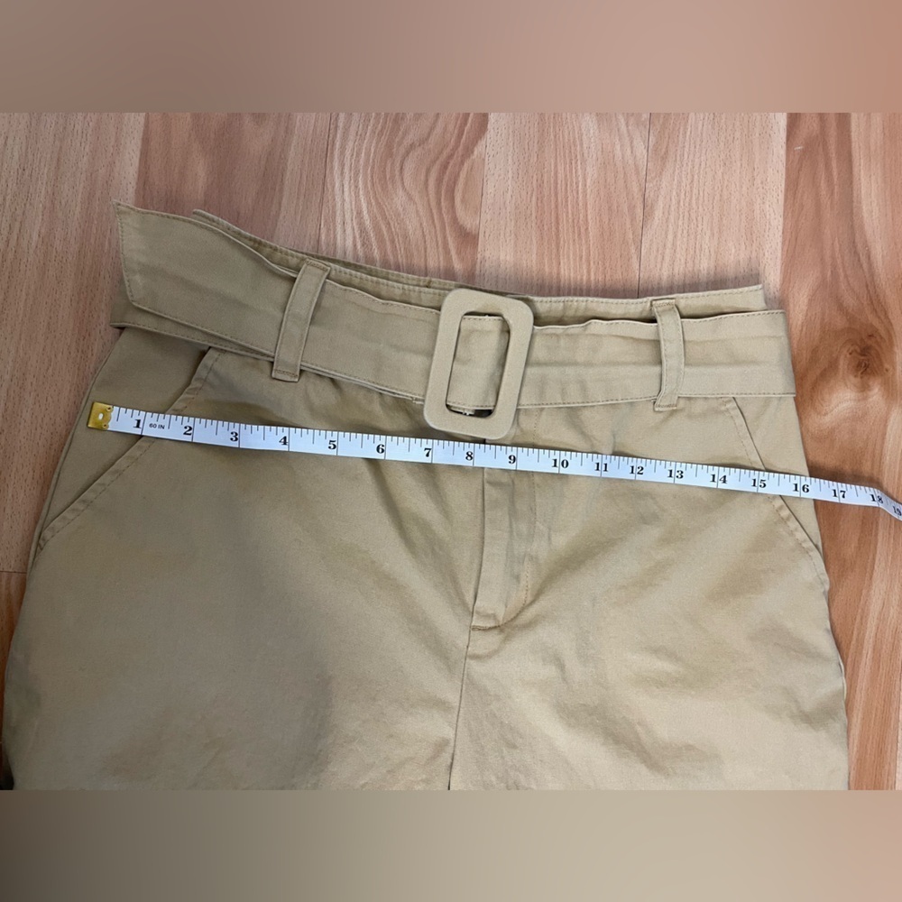 Who What Wear High Waist Wide Leg Belted Khaki Tan Cotton Pants - Size 2 - Picture 7 of 11